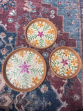 Mother of Pearl Rattan Round Tray Set - Palmers
