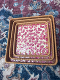 Mother of Pearl Rattan Tray Set of 3 - Ruby