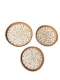 Mother of Pearl Rattan Tray Set of 3