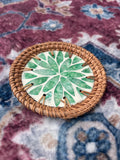 Mother of Pearl & Rattan Painted Coaster - 12cm (Assorted)
