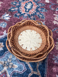 Flower Mother of Pearl & Rattan Bowl- set of 3 (Petal)
