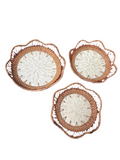 Flower Mother of Pearl & Rattan Bowl- set of 3 (Petal)