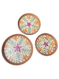 Mother of Pearl Rattan Round Tray Set - Palmers