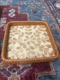 Mother of Pearl and Rattan Square Set of 3
