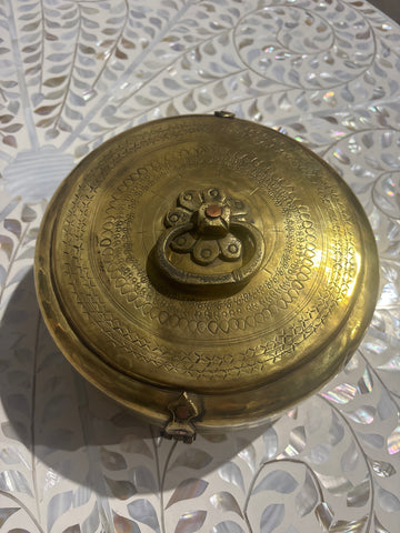 “The Heritage Bloom” – Brass Chapati Box (Antique Finish)