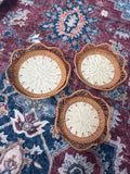 Flower Mother of Pearl & Rattan Bowl- set of 3 (Petal)