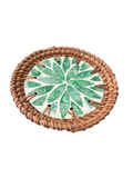 Mother of Pearl & Rattan Painted Coaster - 12cm (Assorted)