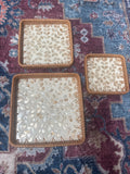 Mother of Pearl and Rattan Square Set of 3