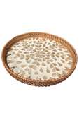 Mother of Pearl Rattan Tray Set of 3