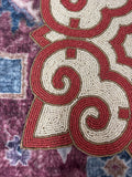 Regal Hand-beaded Placemat- Cream & Flame