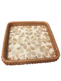 Mother of Pearl and Rattan Square Set of 3