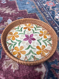 Mother of Pearl Rattan Round Tray Set - Palmers