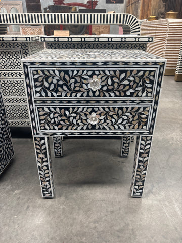 Nora Mother of Pearl Bedside - Floral Black
