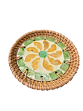 Mother of Pearl & Rattan Painted Coaster - 12cm (Assorted)