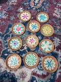 Mother of Pearl & Rattan Painted Coaster - 12cm (Assorted)